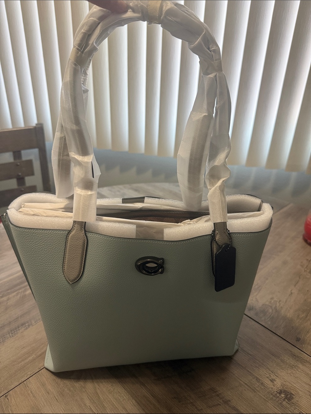 Coach Pebble Leather Tote in Mint